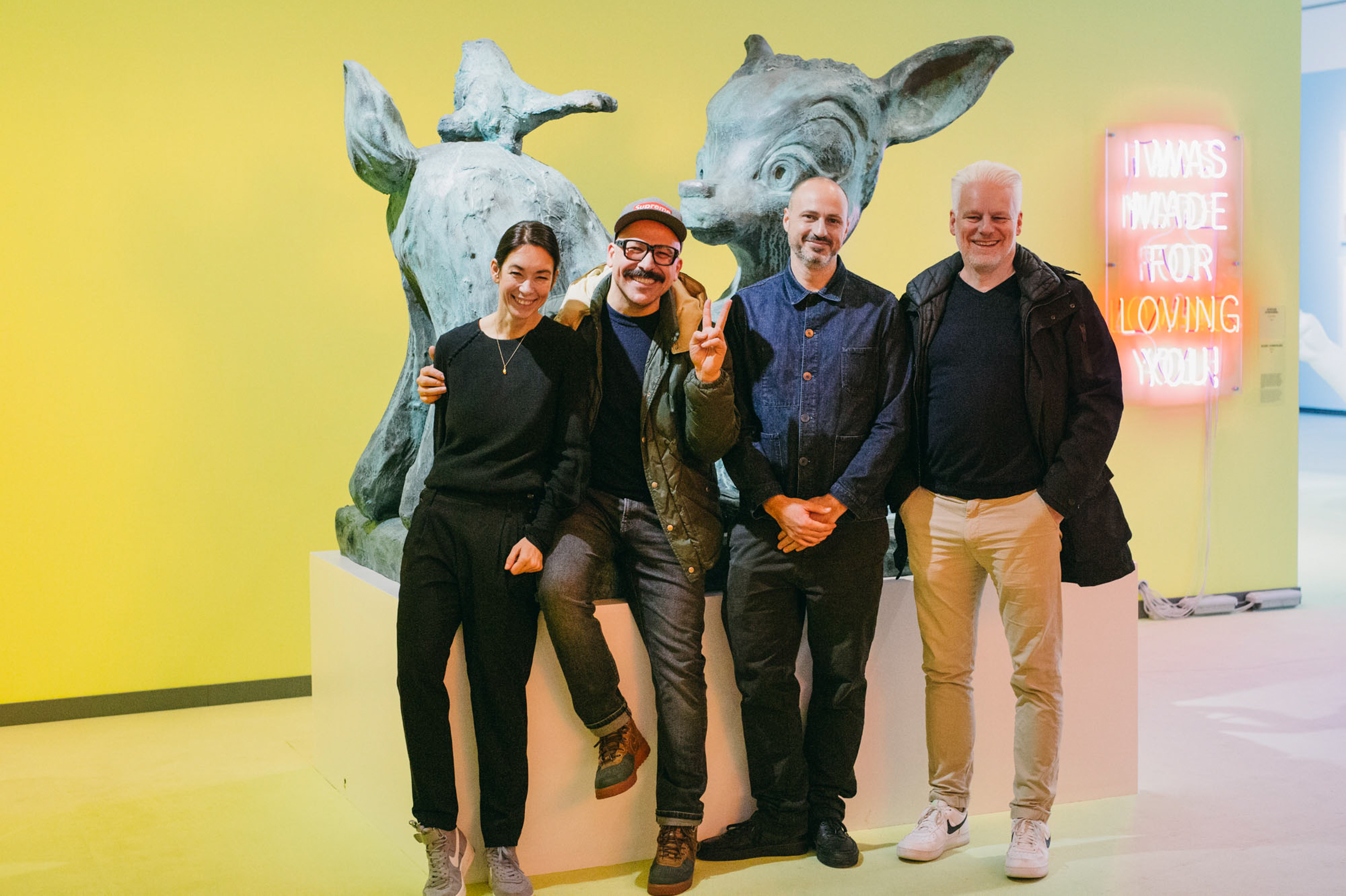 Gruppenportrait von Lisa Kunst, Selim Varol, Alain Bieber und Rainer Kunst bei Creative Mornings im Forum NRW, D&uuml;sseldorf