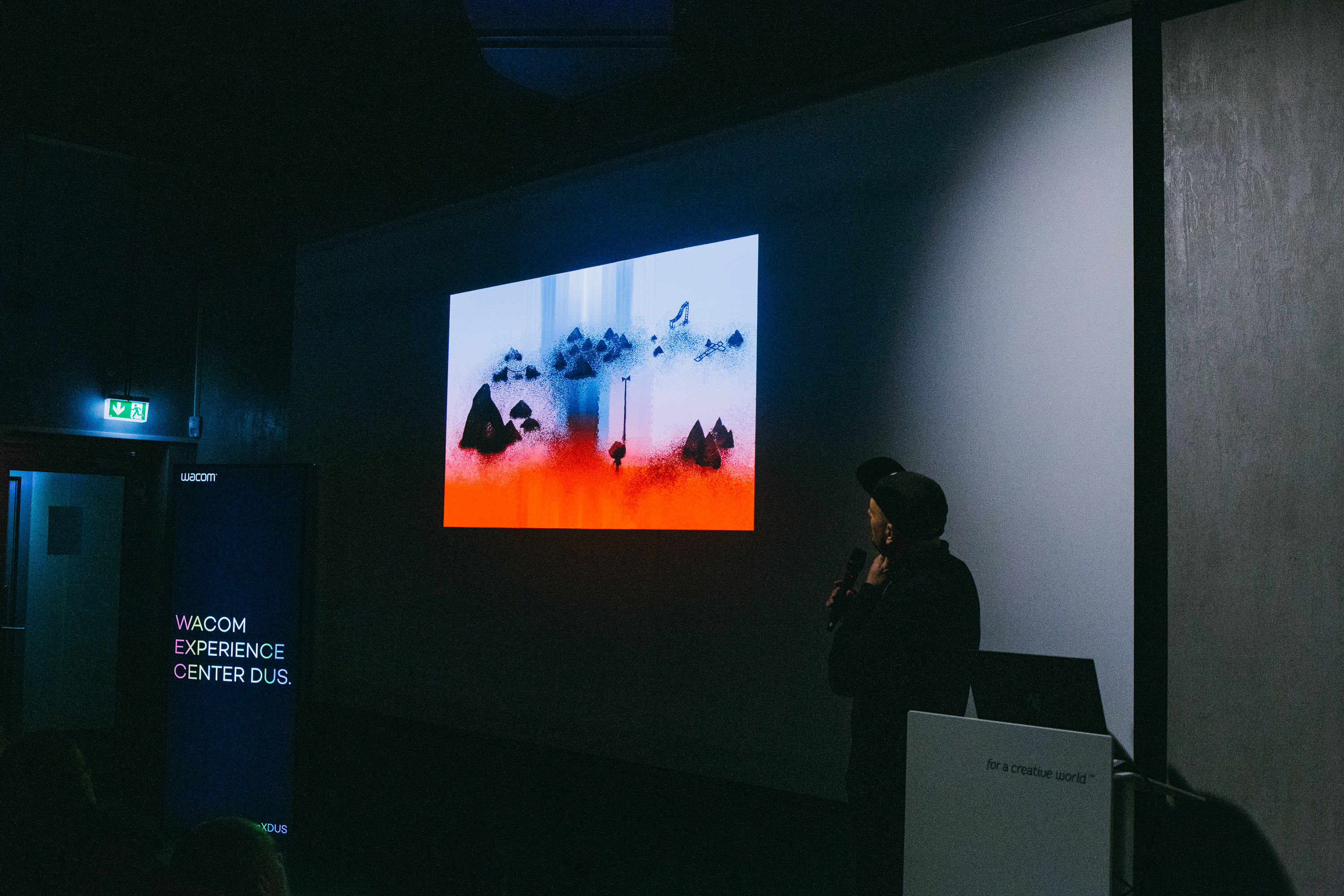 Talk von Fr&eacute;d&eacute;ric Schuld beim Trickfilmfestival in den R&auml;umen von Wacom in D&uuml;sseldorf