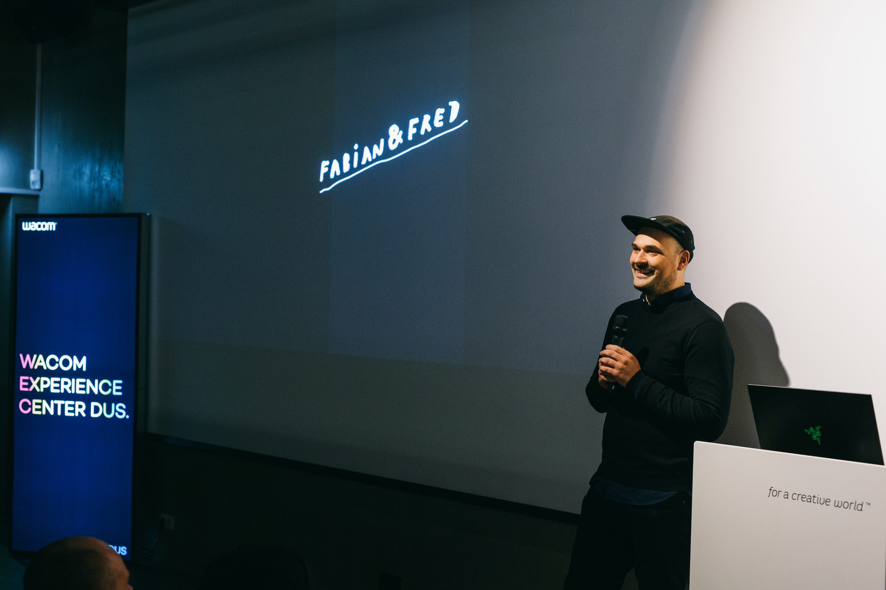 Talk von Fr&eacute;d&eacute;ric Schuld beim Trickfilmfestival in den R&auml;umen von Wacom in D&uuml;sseldorf